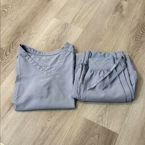 Gray V-Neck Scrub Top and Pants Set